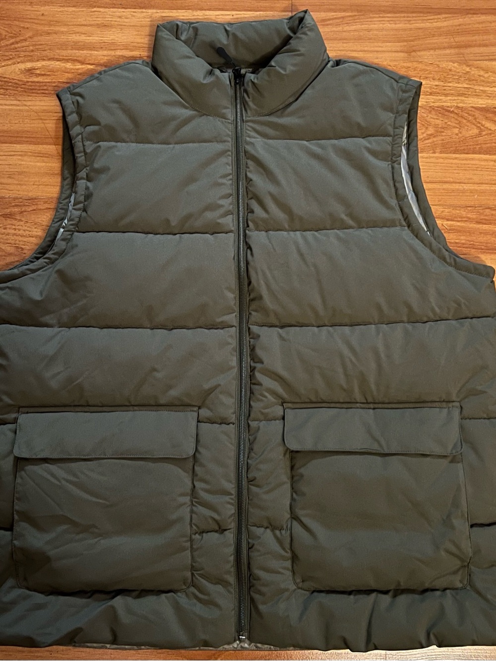 32 Degrees Olive Quilted Puffer Vest with Flap Pockets
